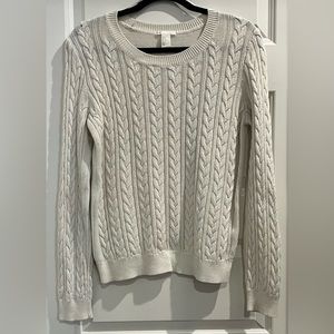 🥇 H&M Basic Cable Knit Off-White Sweater